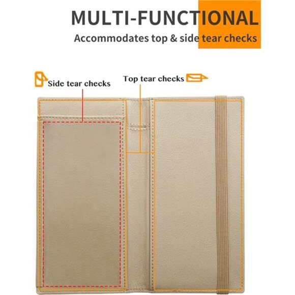 Checkbook Cover Premium Vegan Leather Checkbook Holder Slim Wallets - Picture 5 of 8